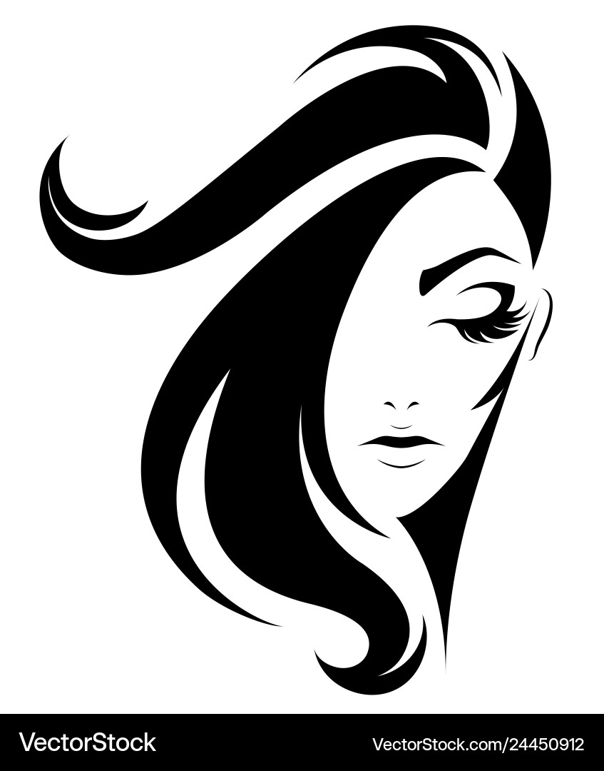 Damen kurzes Haar Stil Ikone Logo auf weiß Damen kurzes Haar Stil Ikone Logo auf weiß vektorbild