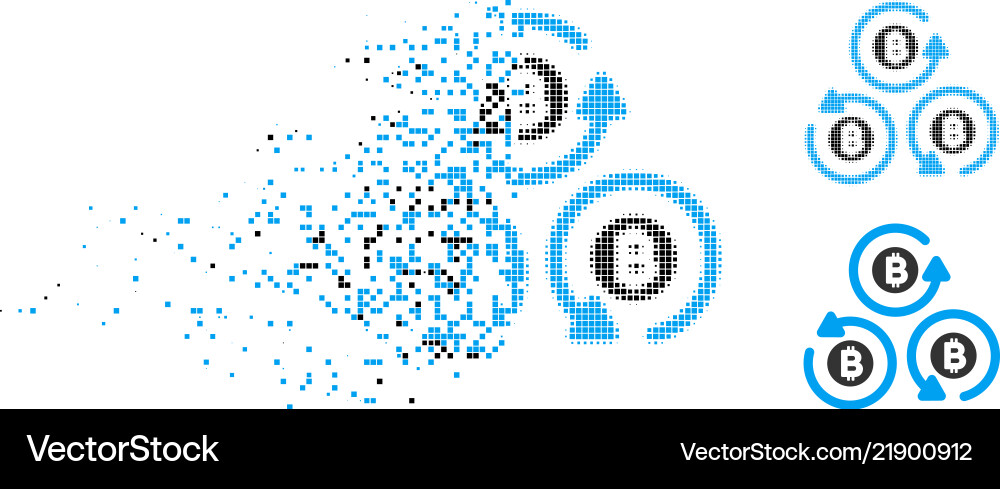 Decomposed dot halftone bitcoin mixer rotation Decomposed dot halftone bitcoin mixer rotation vector image