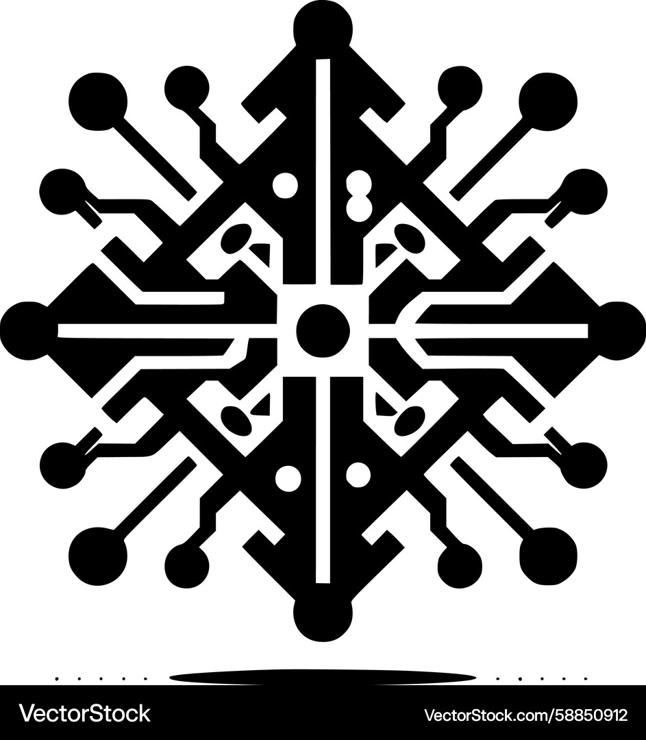 Digital Snowflake Circuit Vector Image