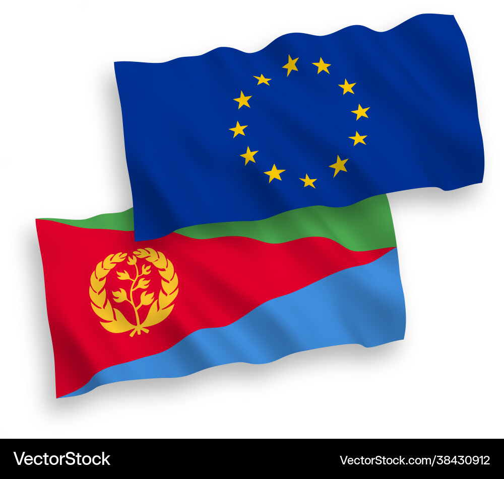Flags european union and eritrea on a white Flags european union and eritrea on a white vector image