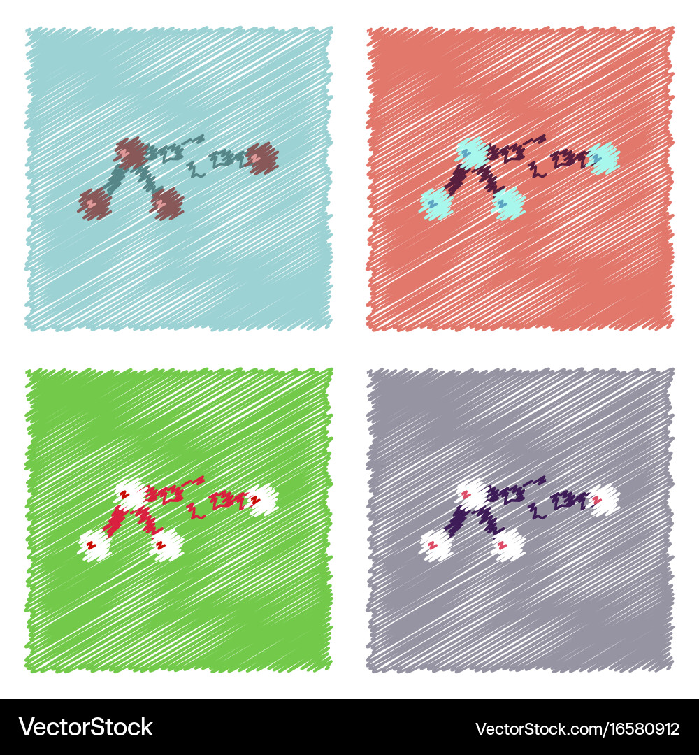 Flat icon design collection atom and broken chain vector image