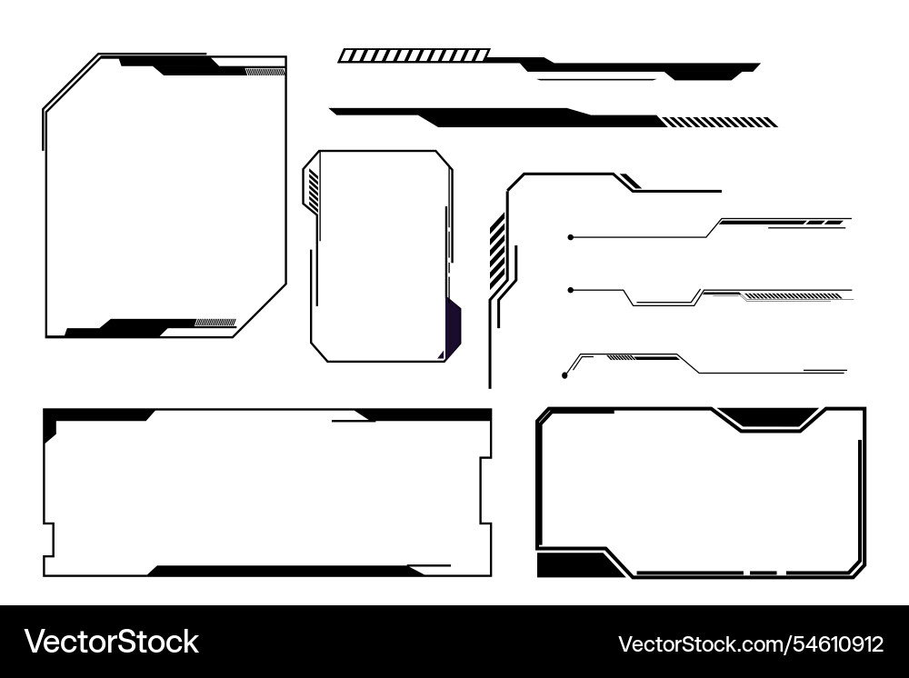 Futuristische Hud Frames Grenzen Textfeld Spiel Menü Futuristische Hud Frames Grenzen Textfeld Spiel Menü vektorbild