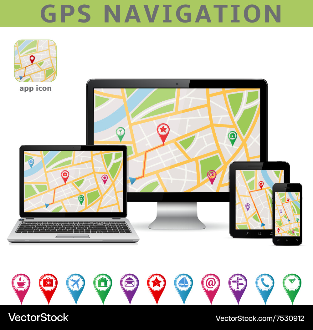 Global positioning system navigation vector image