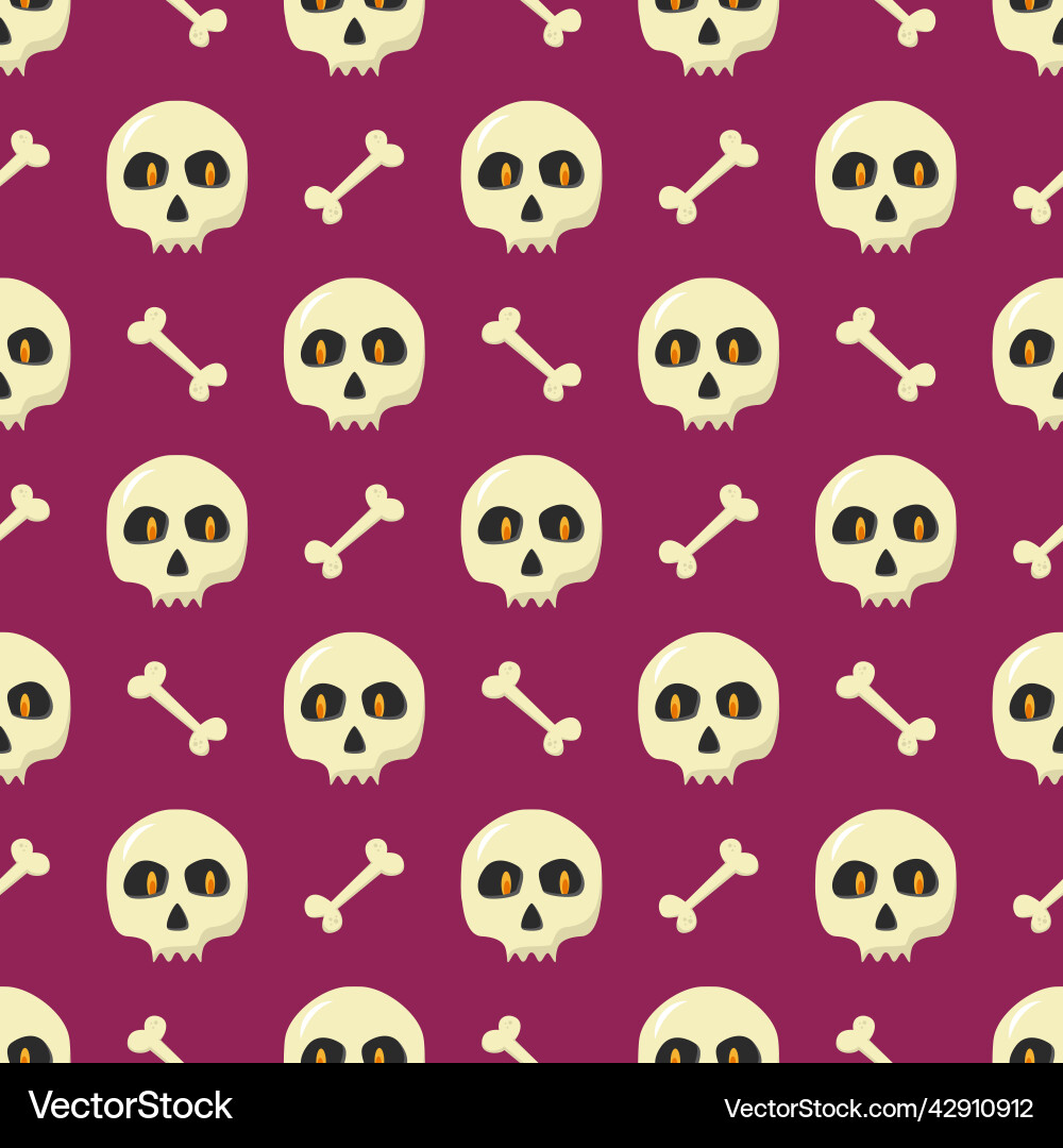 Halloween seamless pattern with human skull Halloween seamless pattern with human skull vector image