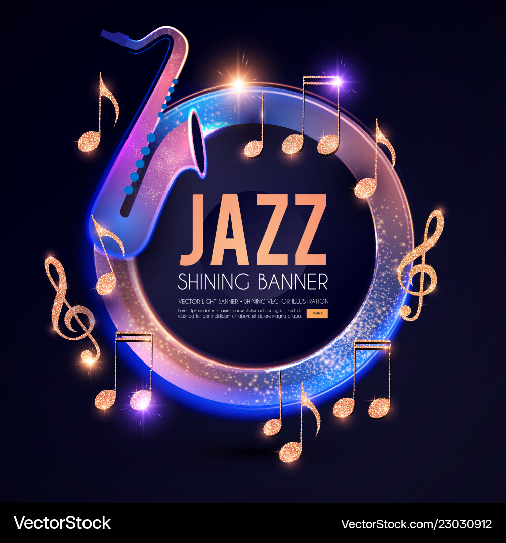 Jazz concert poster template with guitar shining vector image