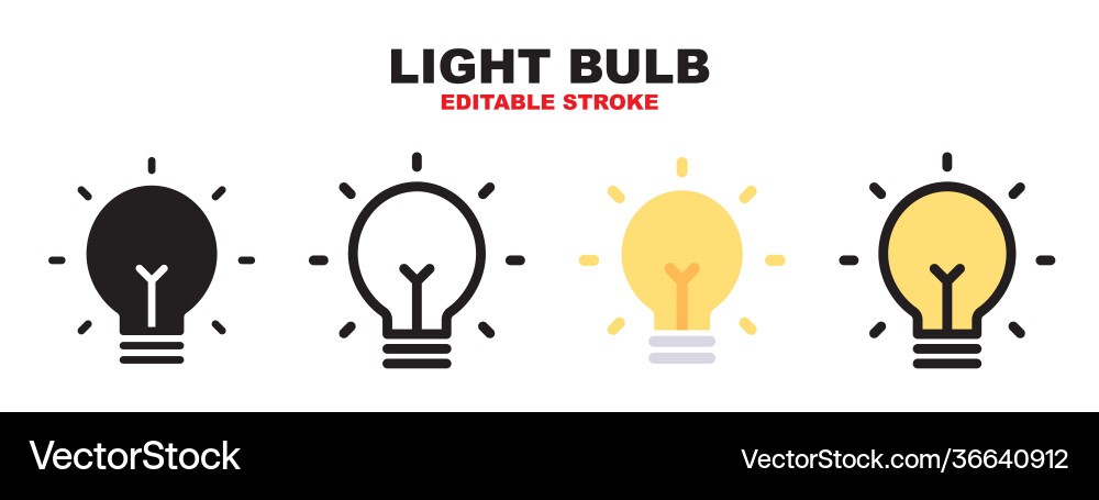 Light bulb icon set with different styles Light bulb icon set with different styles vector image