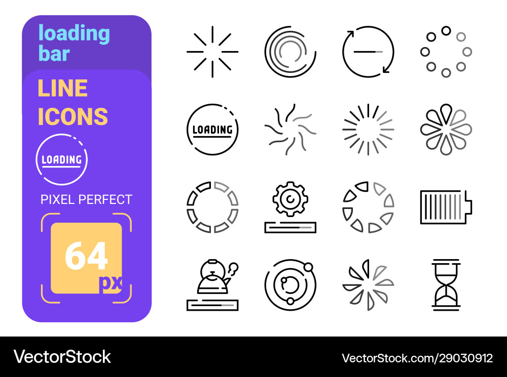Loading Bar Icons - Line Style vector image