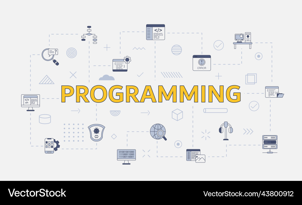 Programming concept with icon set big word Programming concept with icon set big word vector image