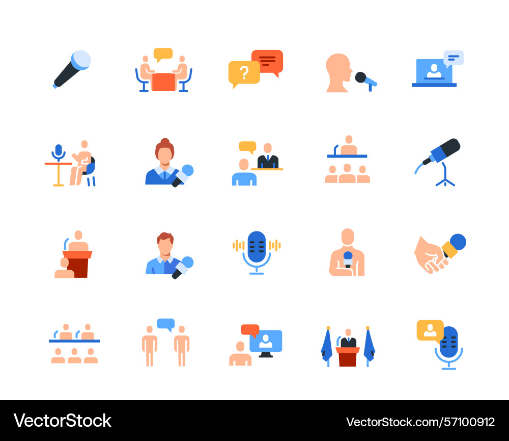 Set of icons related to interview colorful signs Set of icons related to interview colorful signs vector image