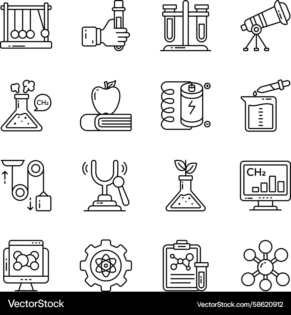 Set of science solid icons Vector Image
