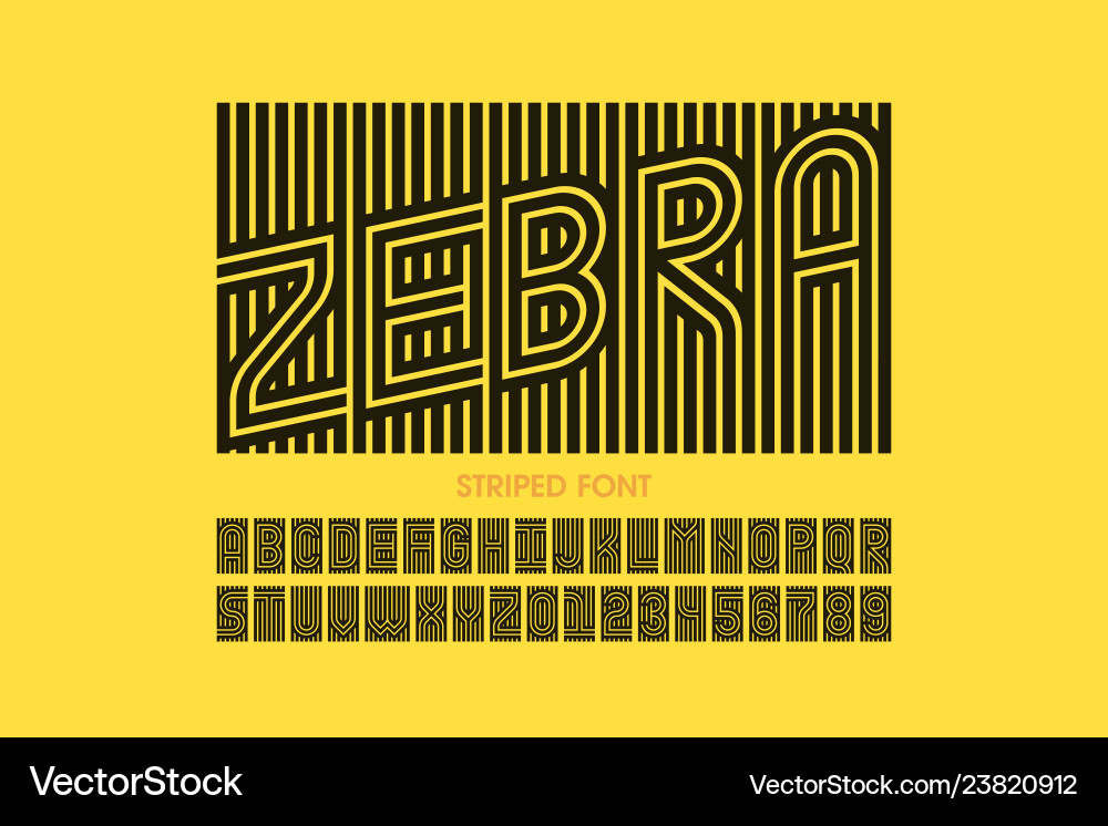 Striped Font Alphabet Poster Vector Image