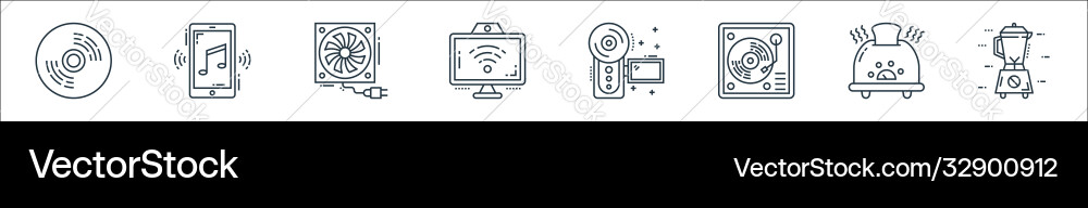 Technology devices line icons linear set quality Technology devices line icons linear set quality vector image