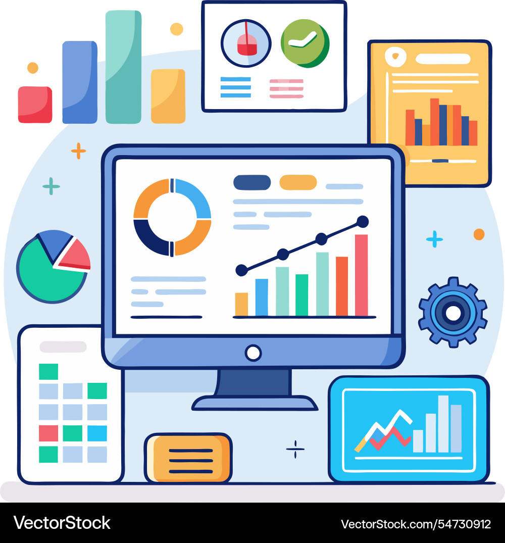 Uiux infographic with data analysis dashboard vector image