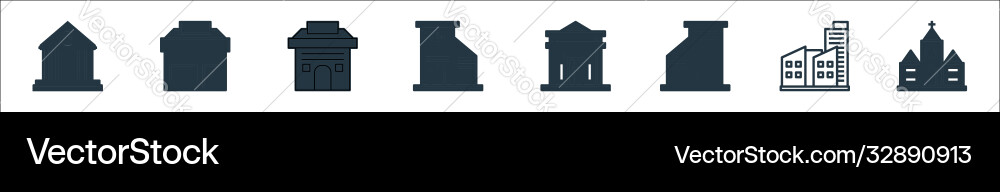 Building line icons linear set quality Building line icons linear set quality vector image