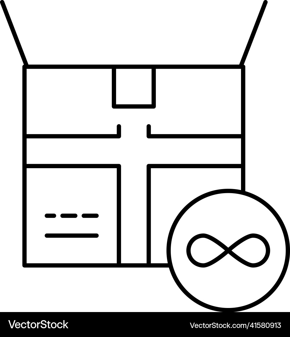 Cardboard box endless use line icon Vector Image