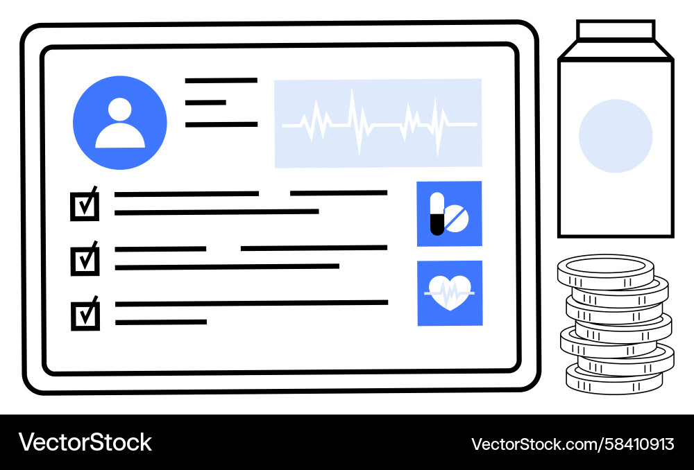 Digital Health Record & Data Analysis Vector Image
