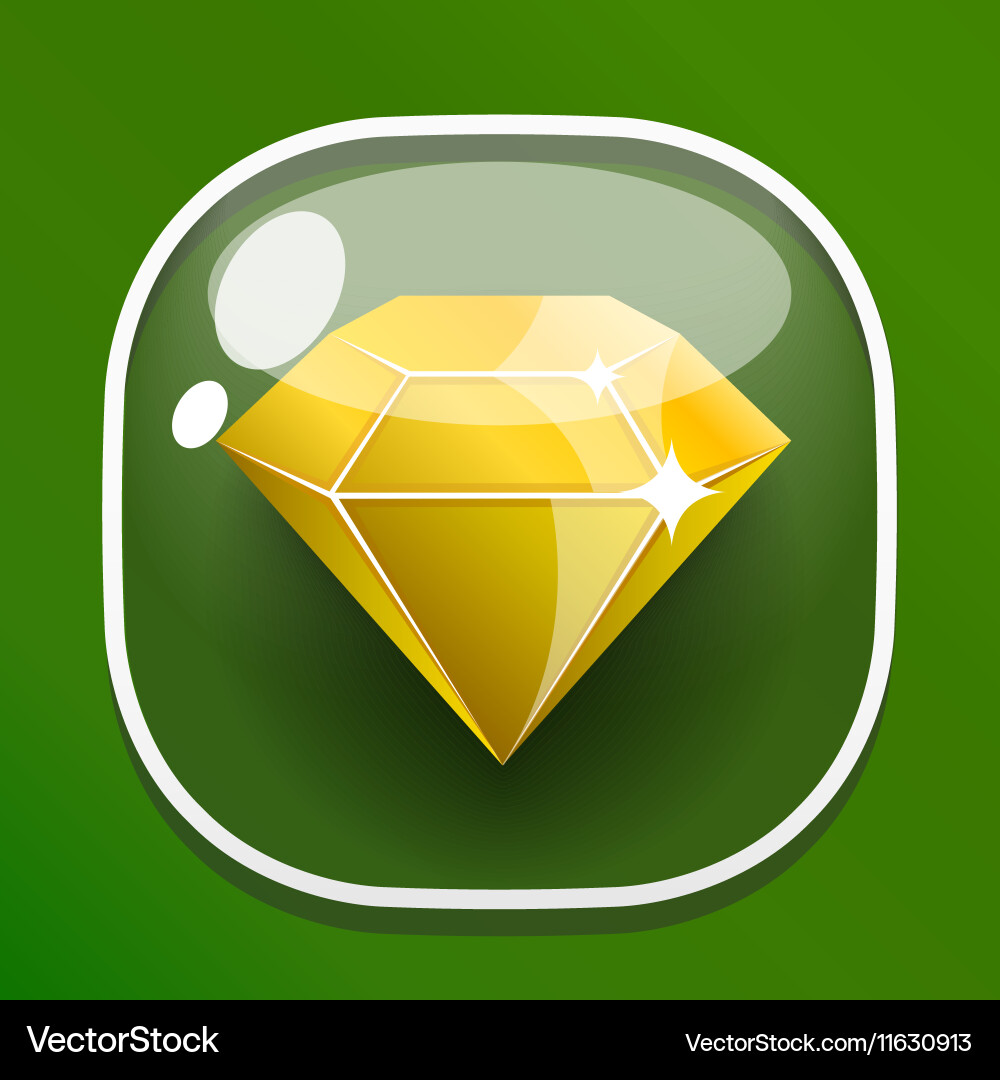 Glass button diamond for game interface vector image