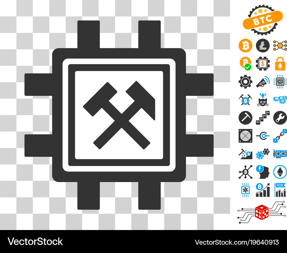 Hammers mining pool icon with bonus vector image