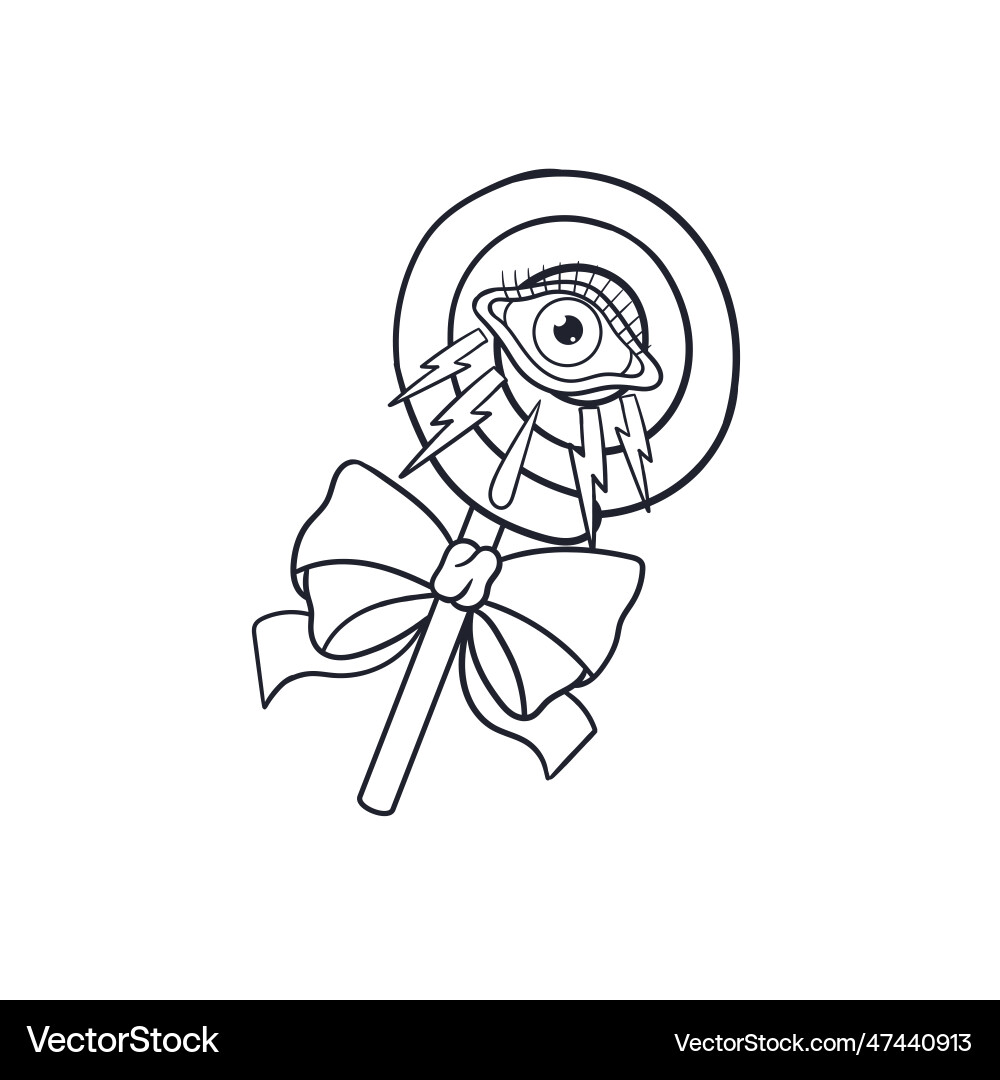 Hand gezogen von Lollipop mit Augenball Umriss Hand gezogen von Lollipop mit Augenball Umriss vektorbild