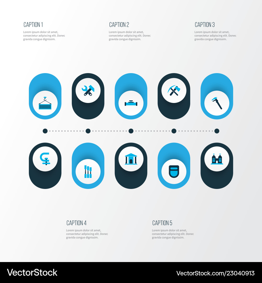 Industrial icons colored set with chisel calipers Industrial icons colored set with chisel calipers Vector Image