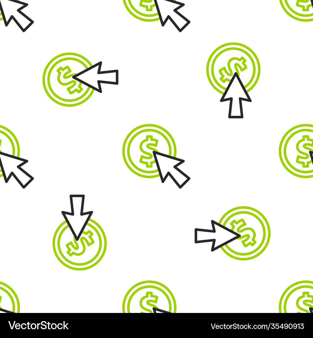 Line cursor and coin icon isolated seamless Line cursor and coin icon isolated seamless vector image