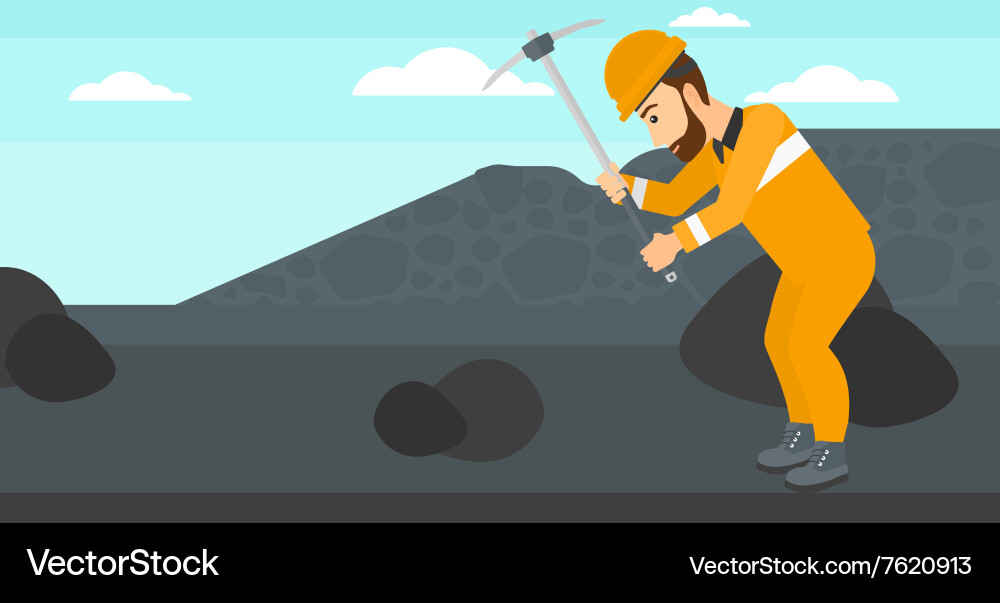 Miner working with pick vector image