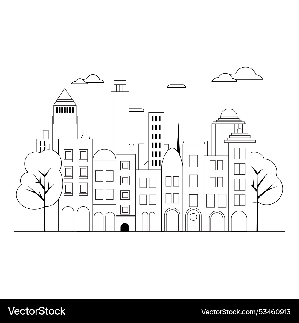Outline in a simple minimal geometric style Vector Image