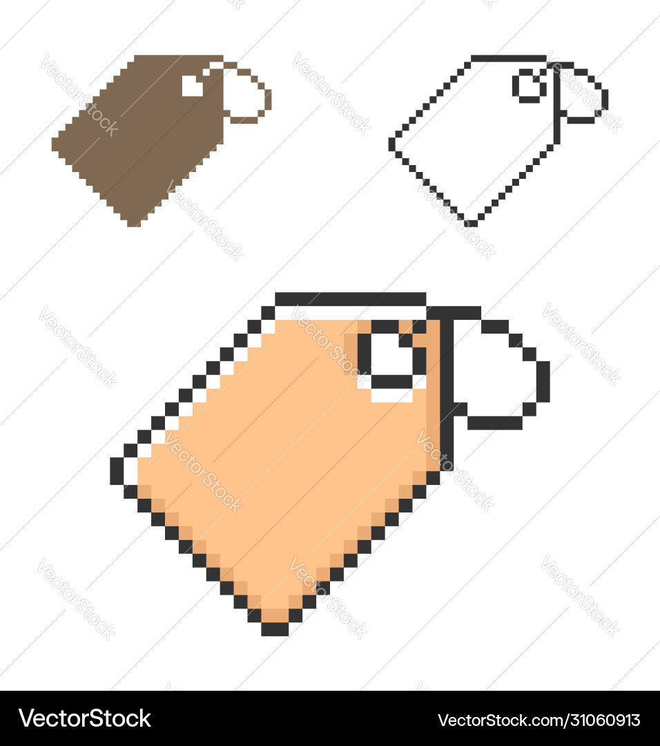 Pixel icon tag in three variants fully editable Pixel icon tag in three variants fully editable vector image