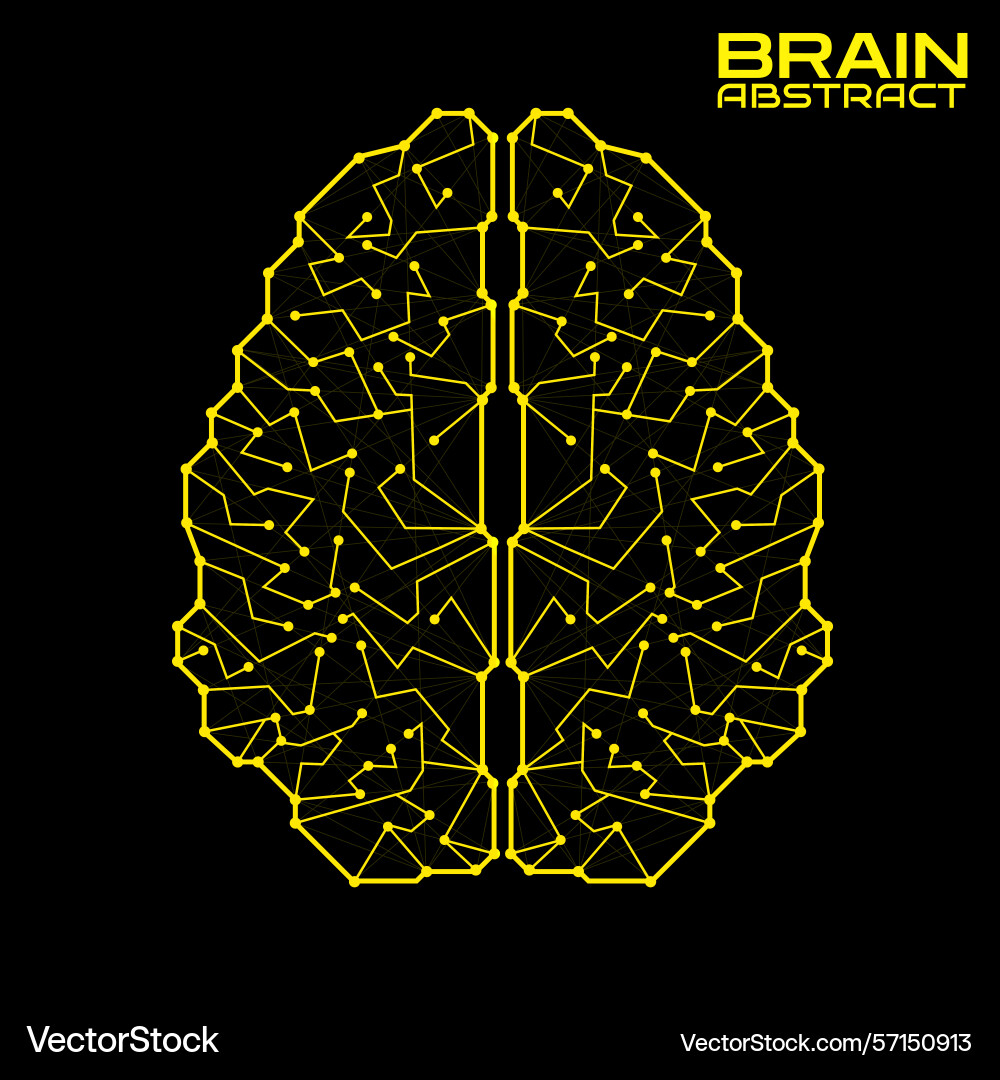 Polygonal abstract brain with connected lines Polygonal abstract brain with connected lines vector image