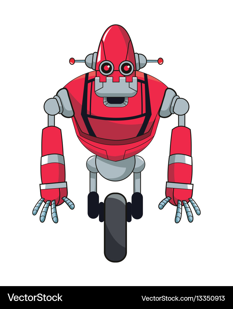Red robot automation with wheel Vector Image