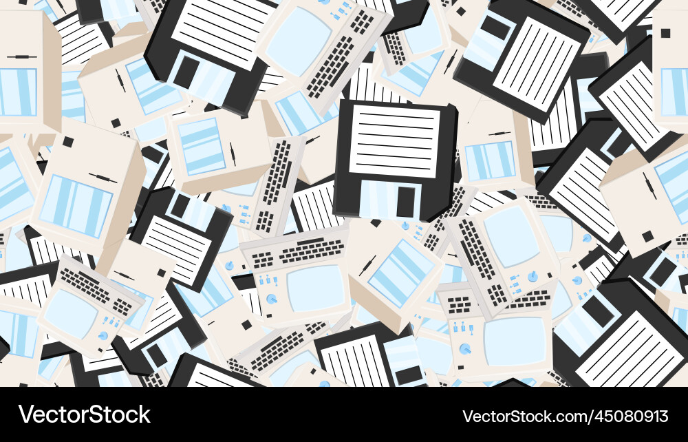 Seamless pattern endless computer with old retro Vector Image