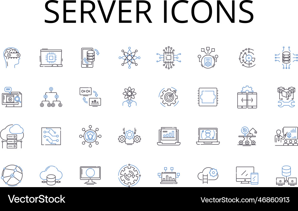 Server icons line collection computer Server icons line collection computer vector image