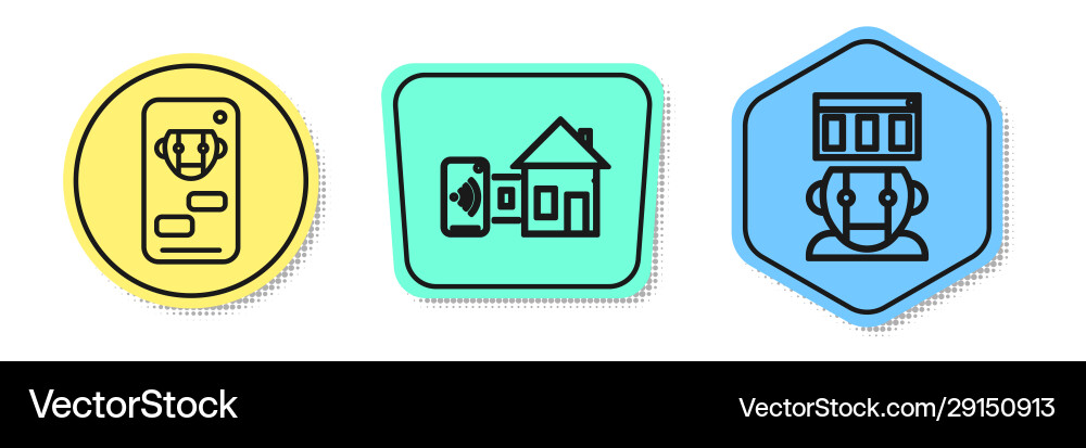 Set line bot smart home and robot colored shapes Set line bot smart home and robot colored shapes vector image