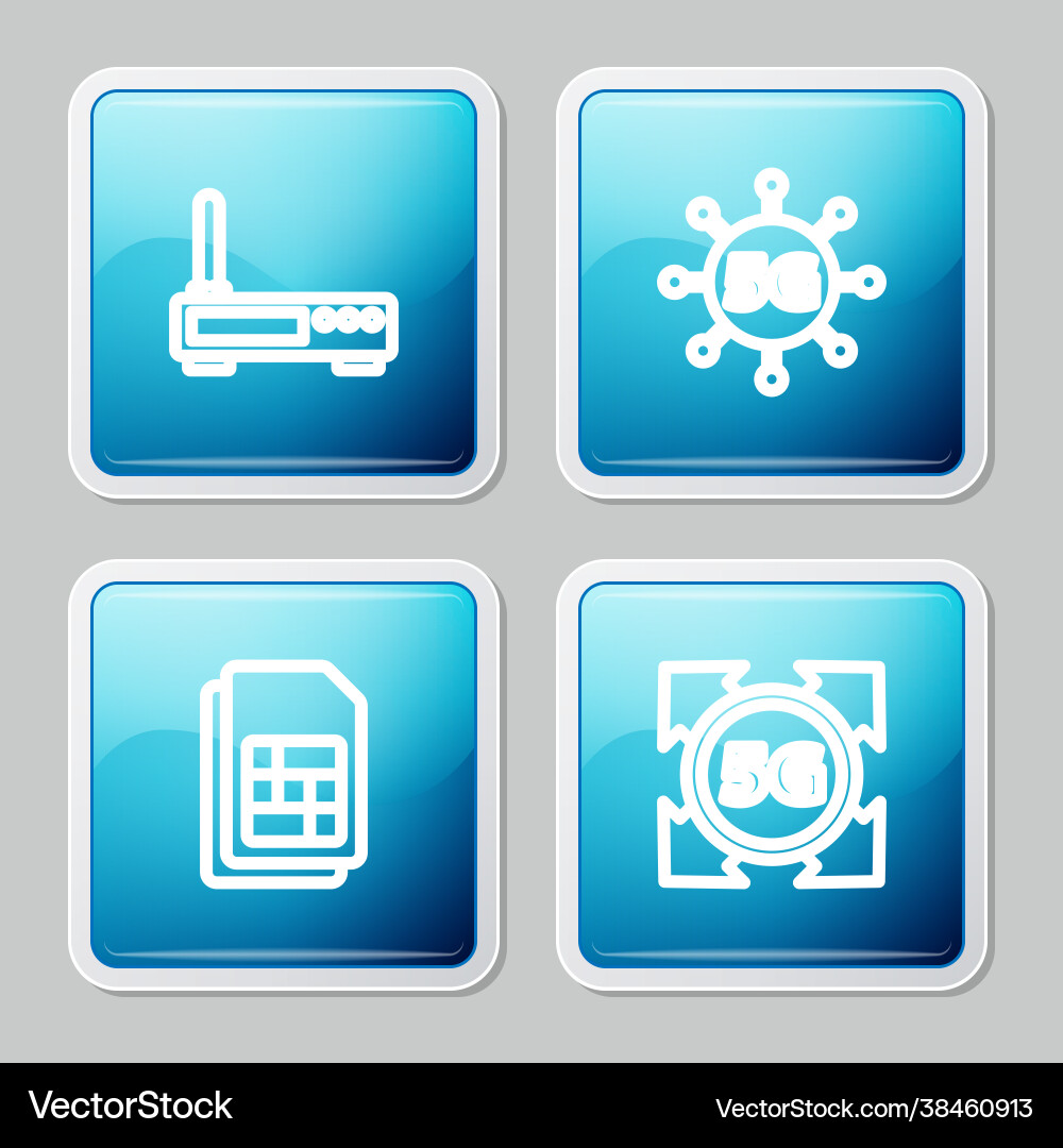 Set line router and wi-fi signal 5g network sim Vector Image