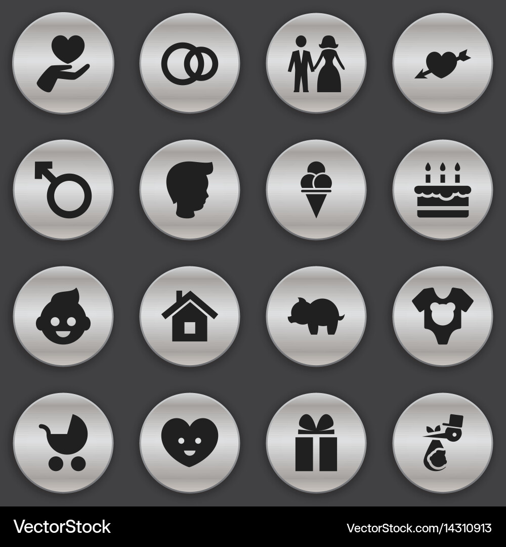 Set of 16 editable kin icons includes symbols vector image