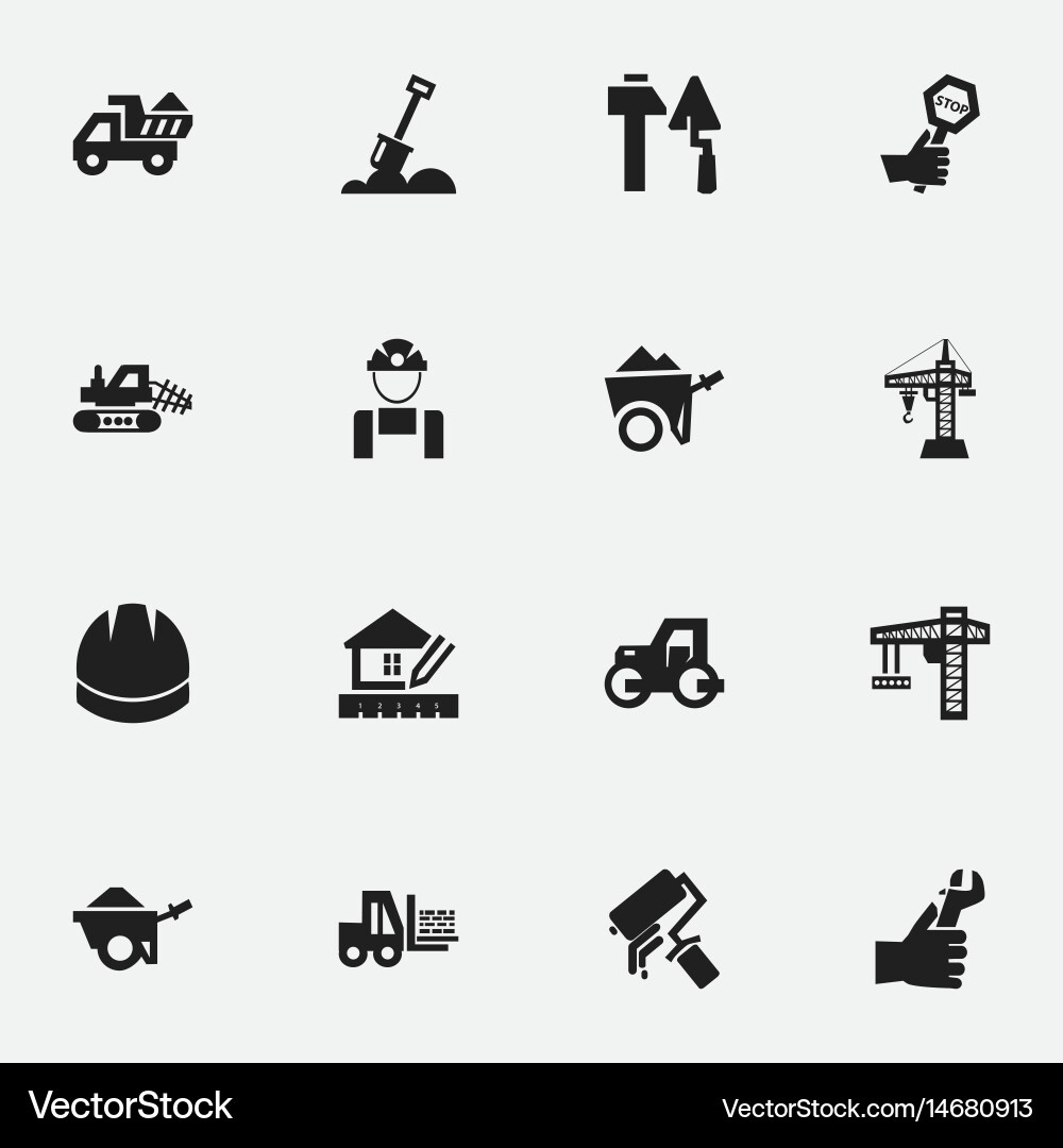 Set of 16 editable structure icons includes vector image
