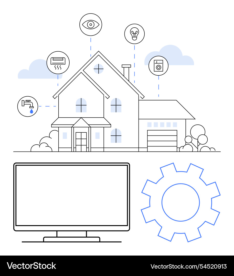 Smart home automation system with connected Smart home automation system with connected vector image