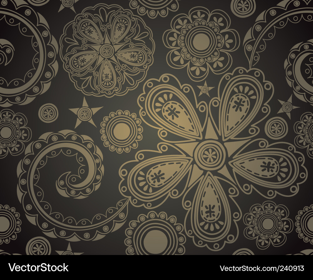 Swirling Floral Damask Vector Image