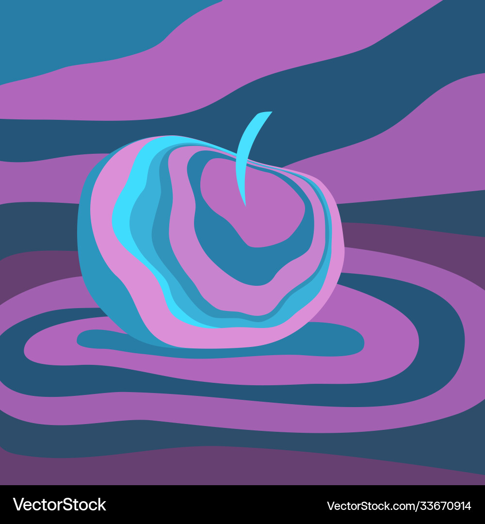 Apple fruit psychedelic purple blue Apple fruit psychedelic purple blue vector image
