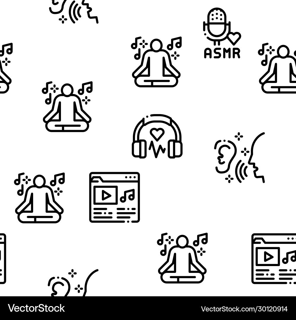 Asmr sound phenomenon seamless pattern Vector Image