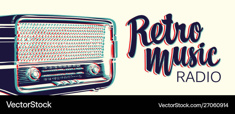 Banner for retro music radio with old Banner for retro music radio with old vector image