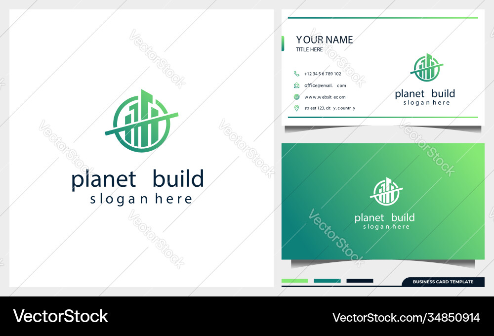 Building logo design with planet space concept Building logo design with planet space concept Vector Image