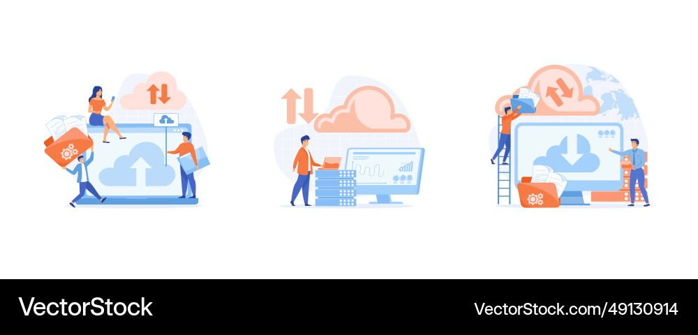 Business technology concept file upload backup vector image