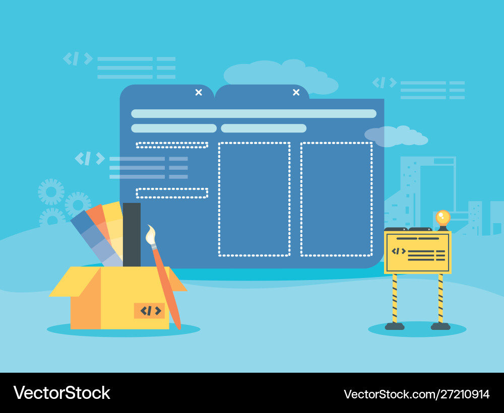 Data folder with webpage under construction Vector Image