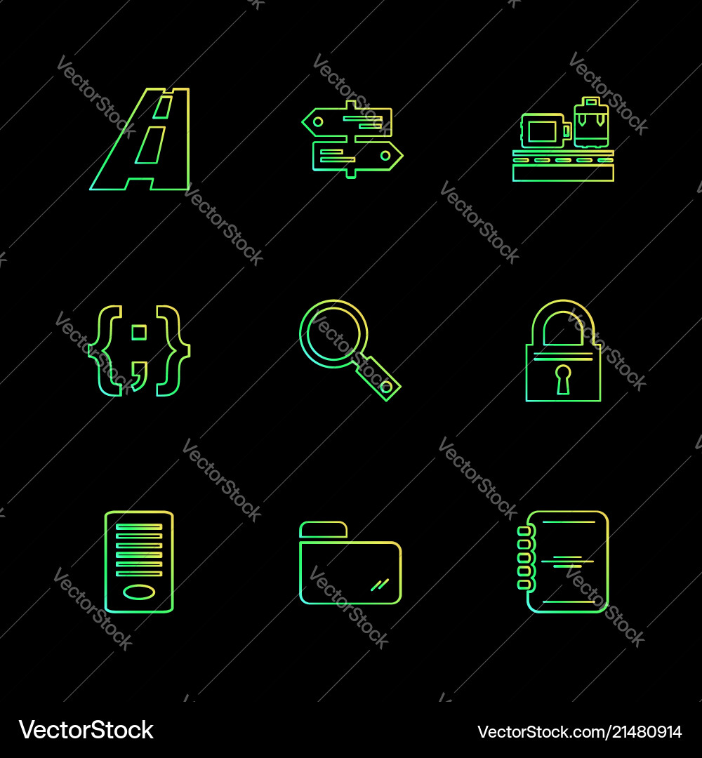 Folder files directory search code eps icons vector image