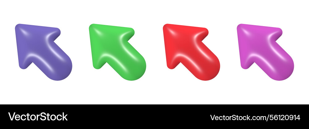 Inflated colorful cursors 3d pointers Vector Image