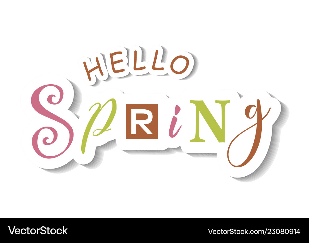 Lettering of hello spring with different letters Vector Image