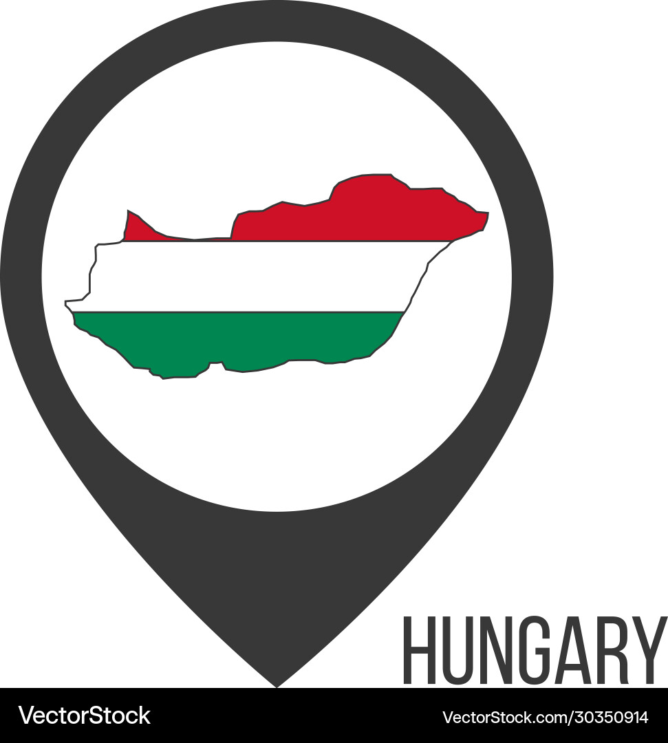 Map pointers with contry hungary flag Map pointers with contry hungary flag vector image