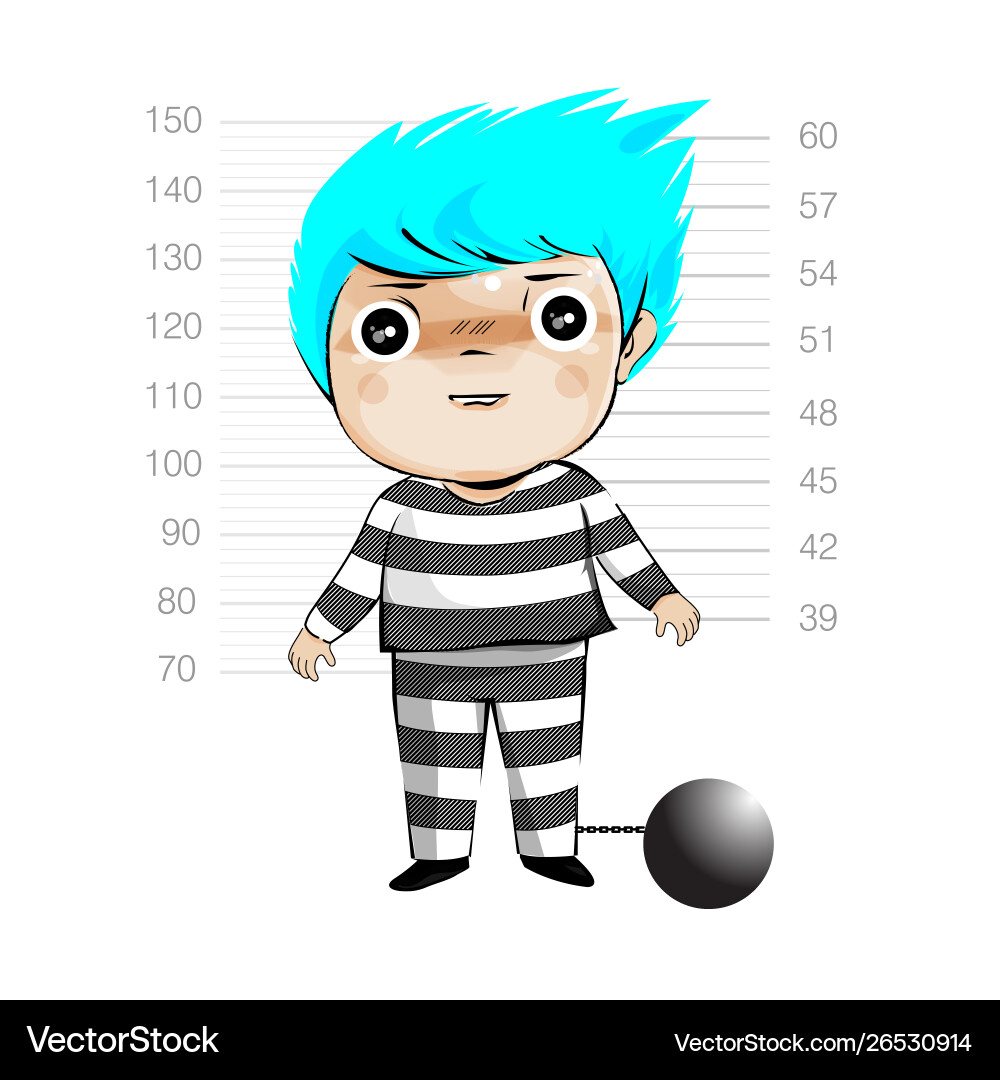 Prisoner with chain and measurement character Vector Image