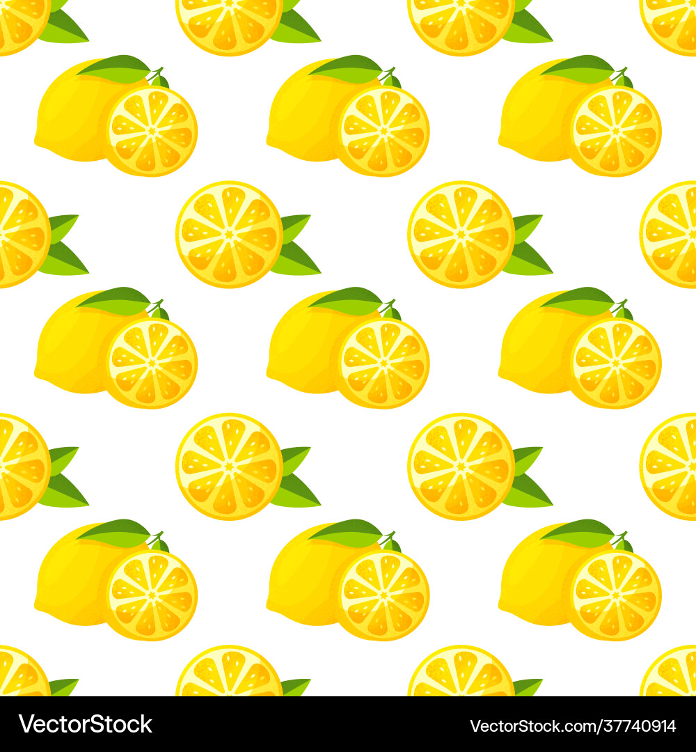 Seamless pattern with lemons background Vector Image